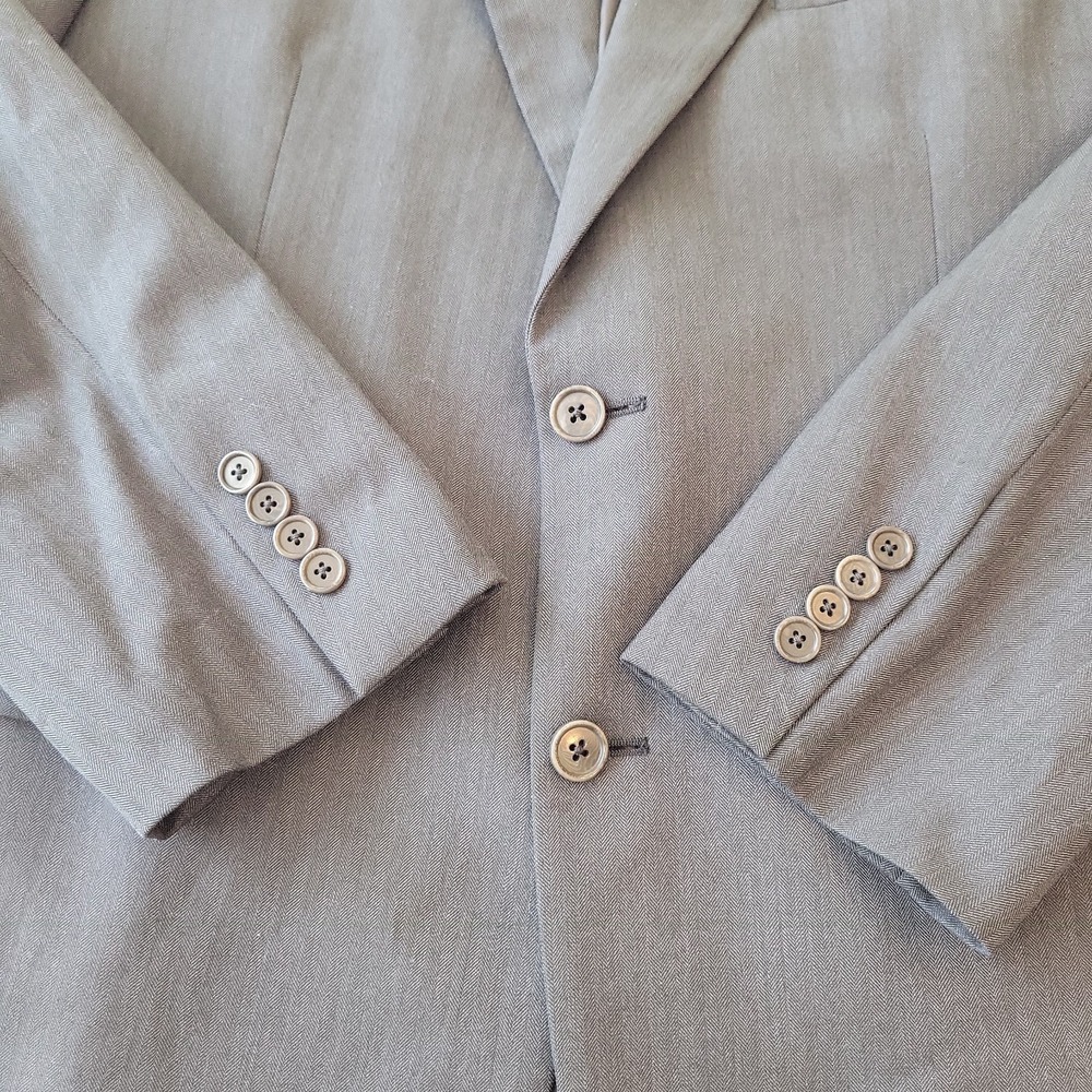 Brooks Brothers Jacket Mens 42R Saxxon Wool Madison Gray Herringbone Made in USA - Picture 4 of 13